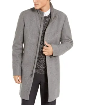 Calvin Klein Mens Slim fit Overcoat Coat 46 R Grey Solid