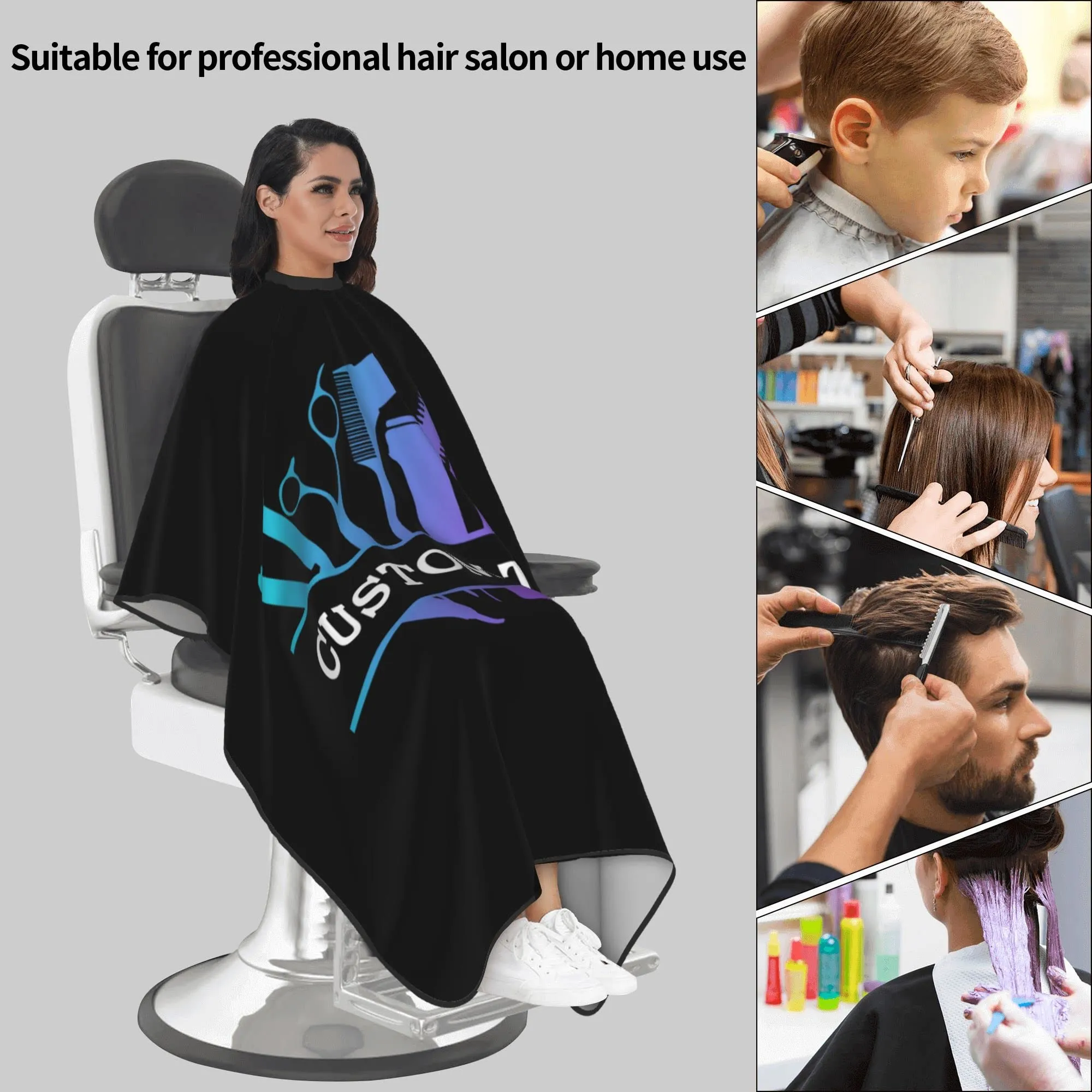 Carwayii Custom Barber Cape for Men Women Customized Salon Cape Personalized Hair Cutting Cape Professional Hairdressing Apron for Hair Styling 55''X66''