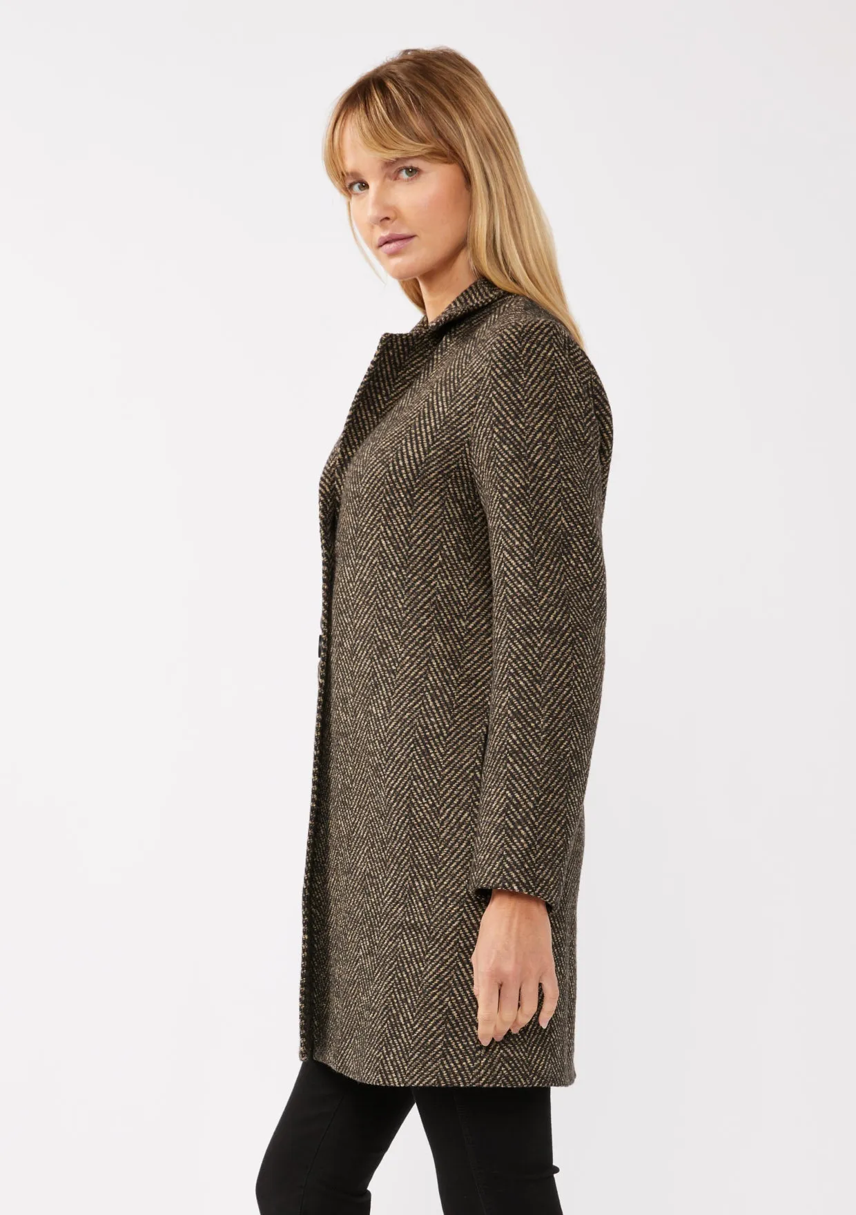 Chevron Coat with Side Pockets