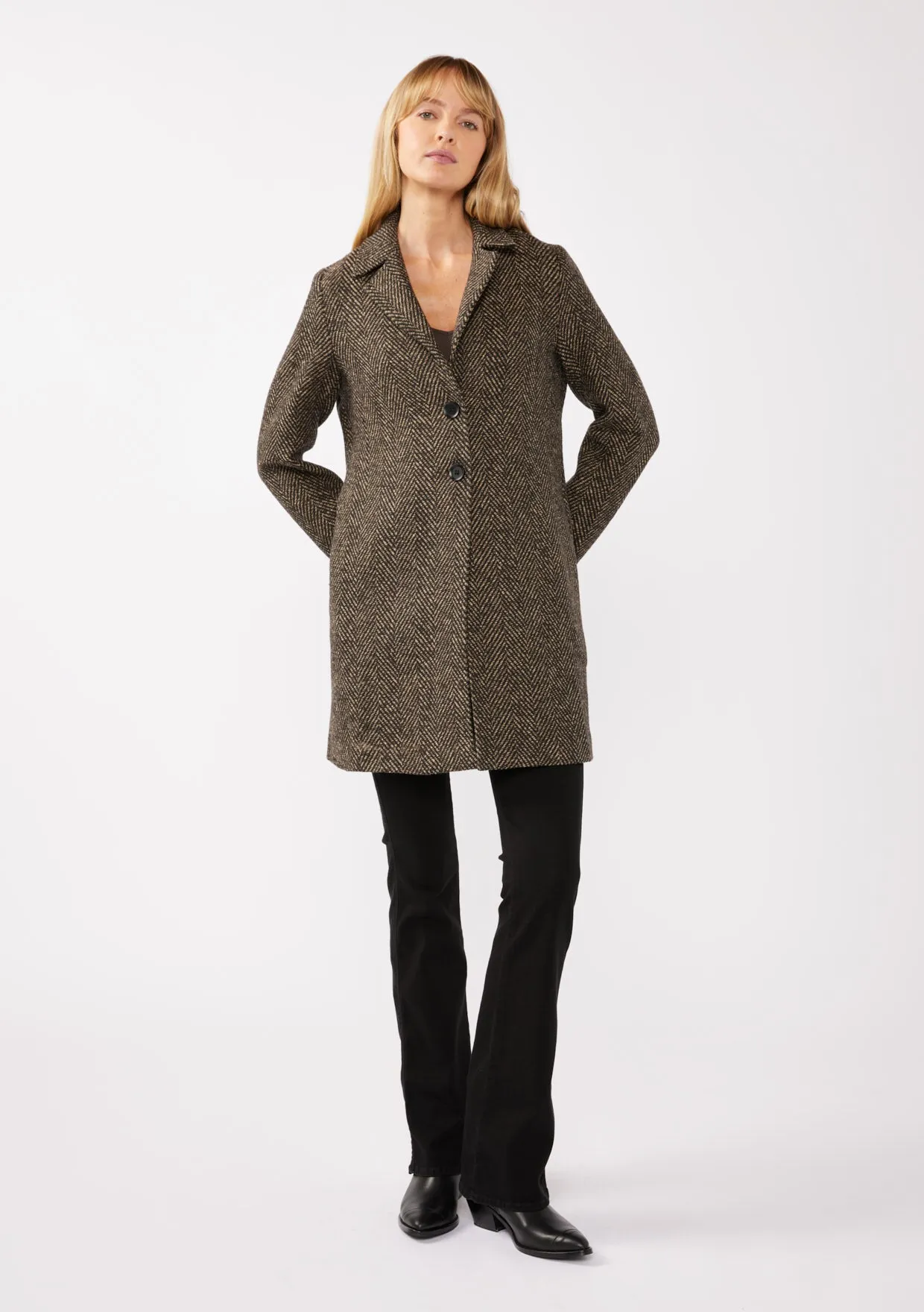 Chevron Coat with Side Pockets