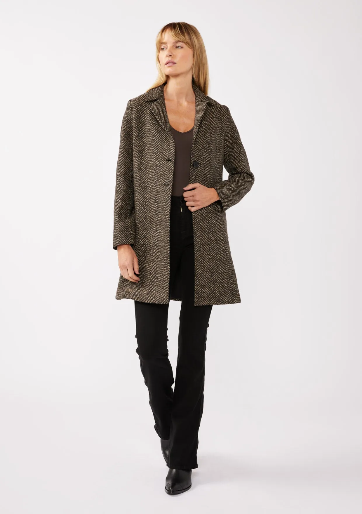 Chevron Coat with Side Pockets