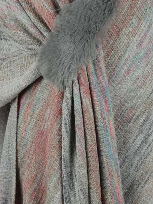 Chic Heathered Fringe Boho Poncho