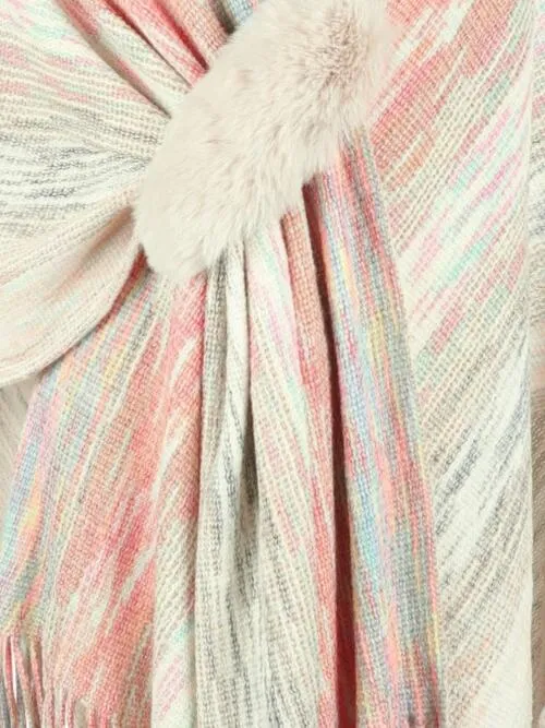 Chic Heathered Fringe Boho Poncho