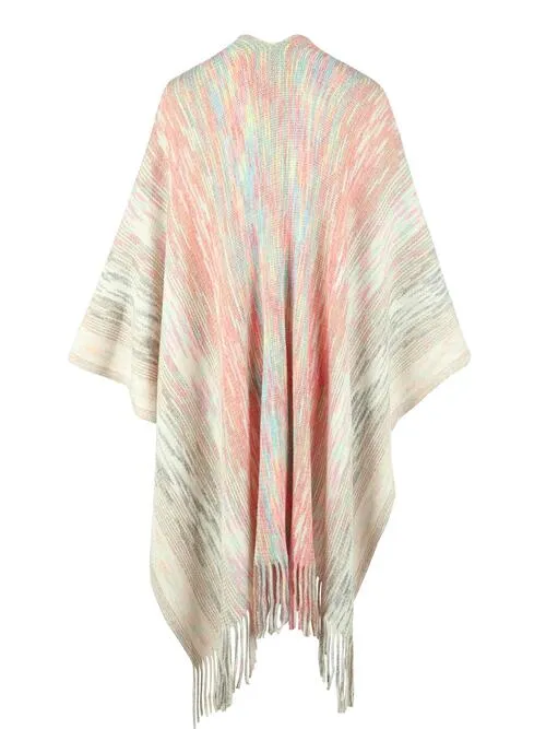 Chic Heathered Fringe Boho Poncho