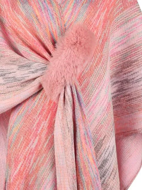 Chic Heathered Fringe Boho Poncho