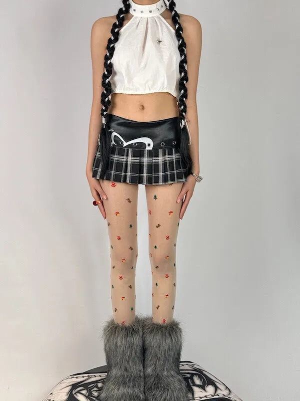 Christmas tree house dollhouse jacquard tights