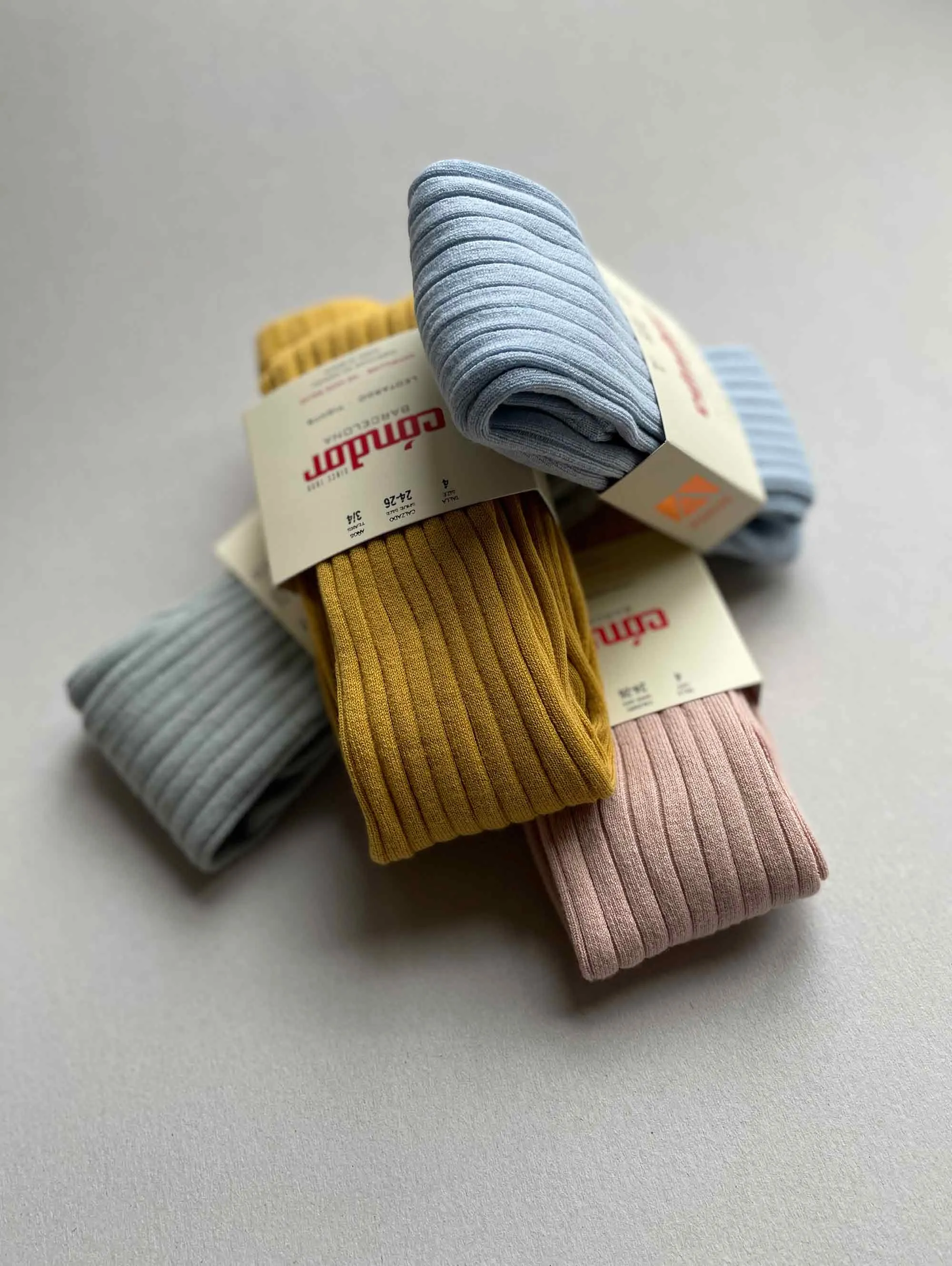 CÓNDOR Ribbed Stockings light blue