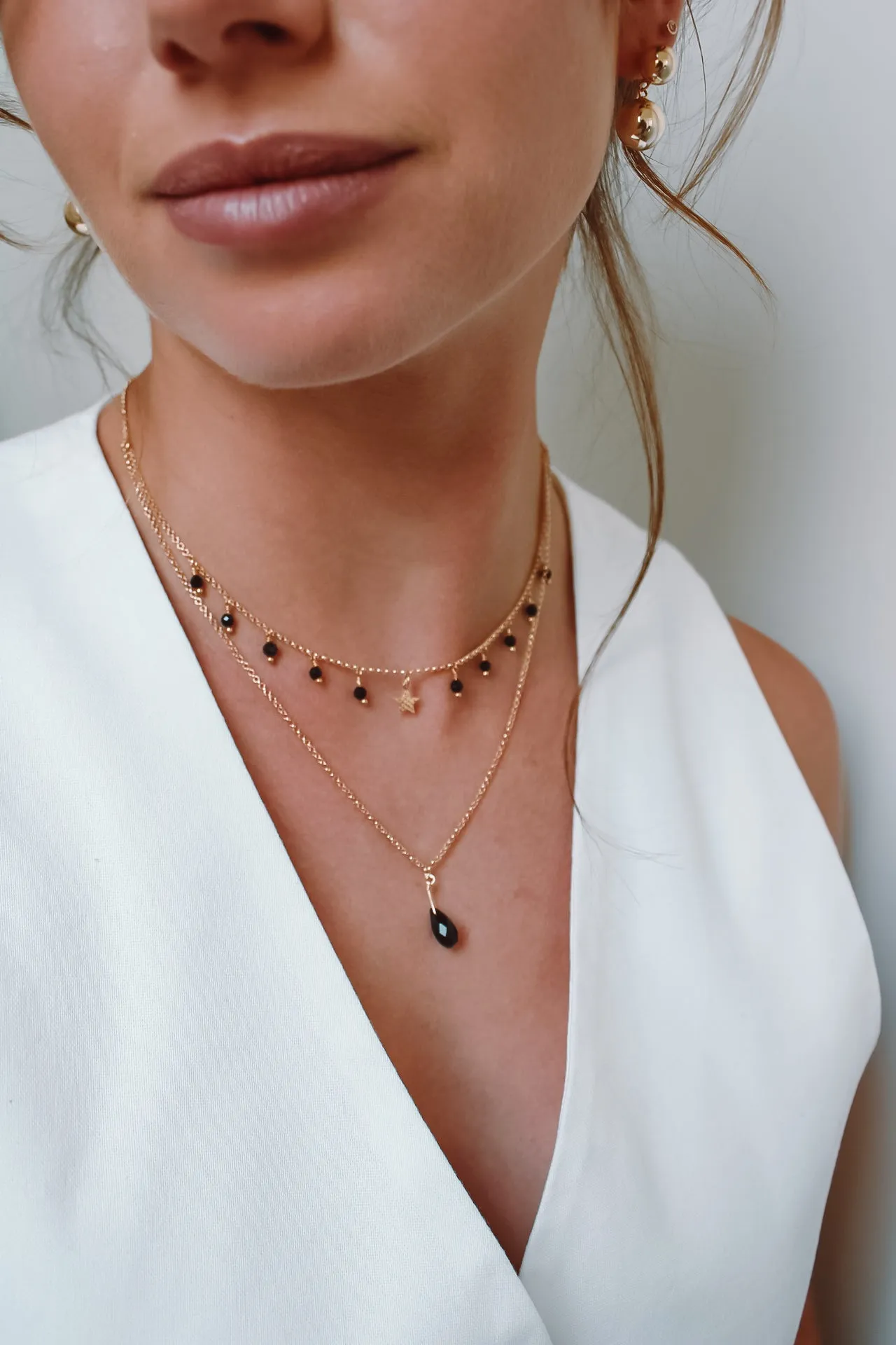 Collar Doble Onix Silver