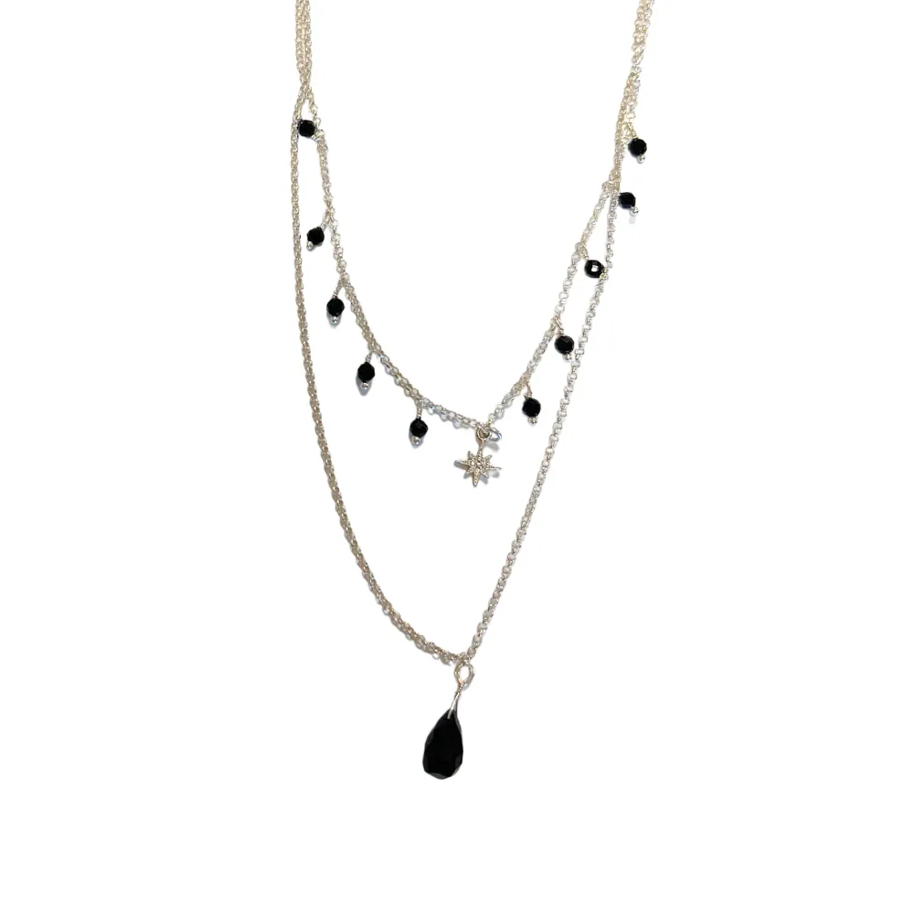 Collar Doble Onix Silver