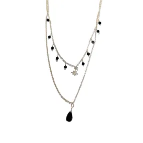 Collar Doble Onix Silver