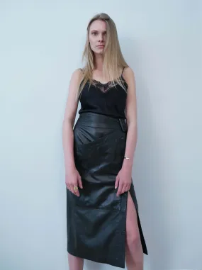 Complice 1980's asymmetric leather pencil skirt