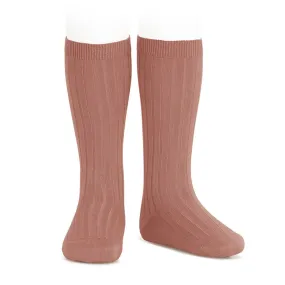 CONDOR - RIB KNEE HIGH SOCK : COLOUR #126 TERRACOTA