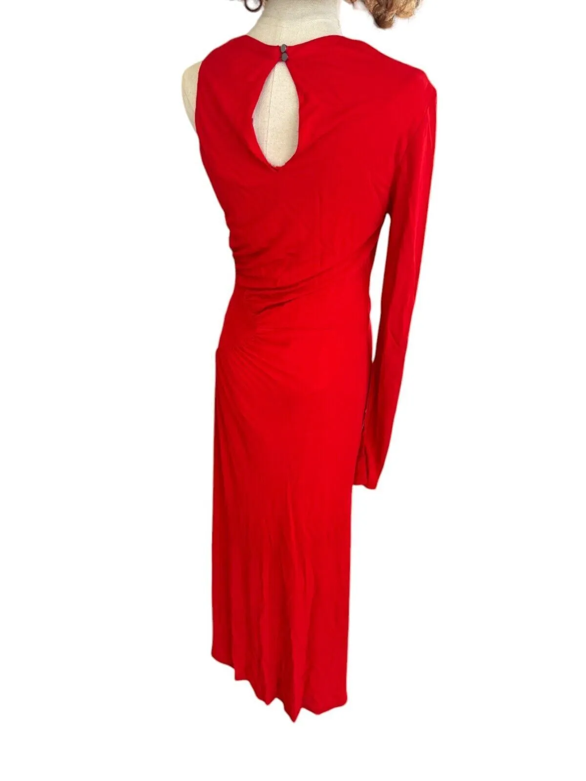 CUE Scarlet One Shoulder Dress | Red, Stretch Jersey, Sz 8, Gathered, Maxi/Midi