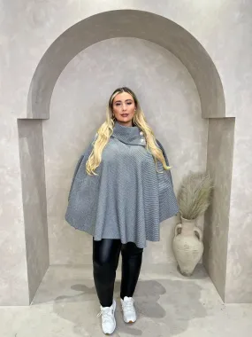 Curve Dark Grey Button Neck Cape