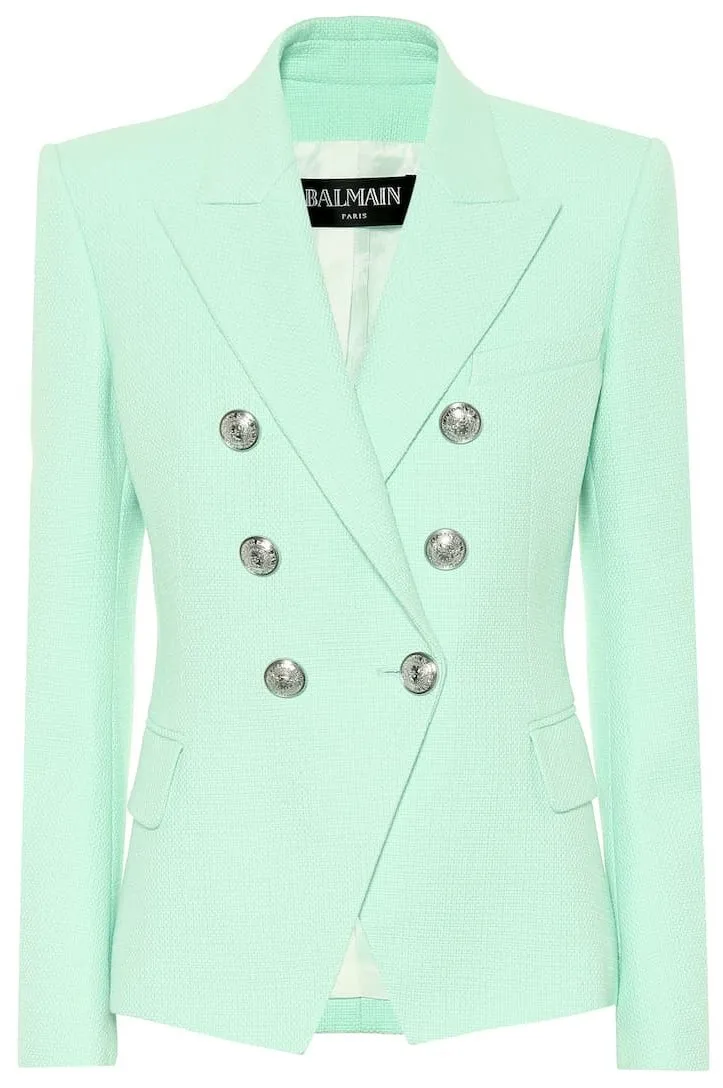 Double-Breasted Jacket and Skirt Set, Mint Green