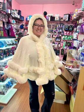 Double Layer Faux Fur Cape