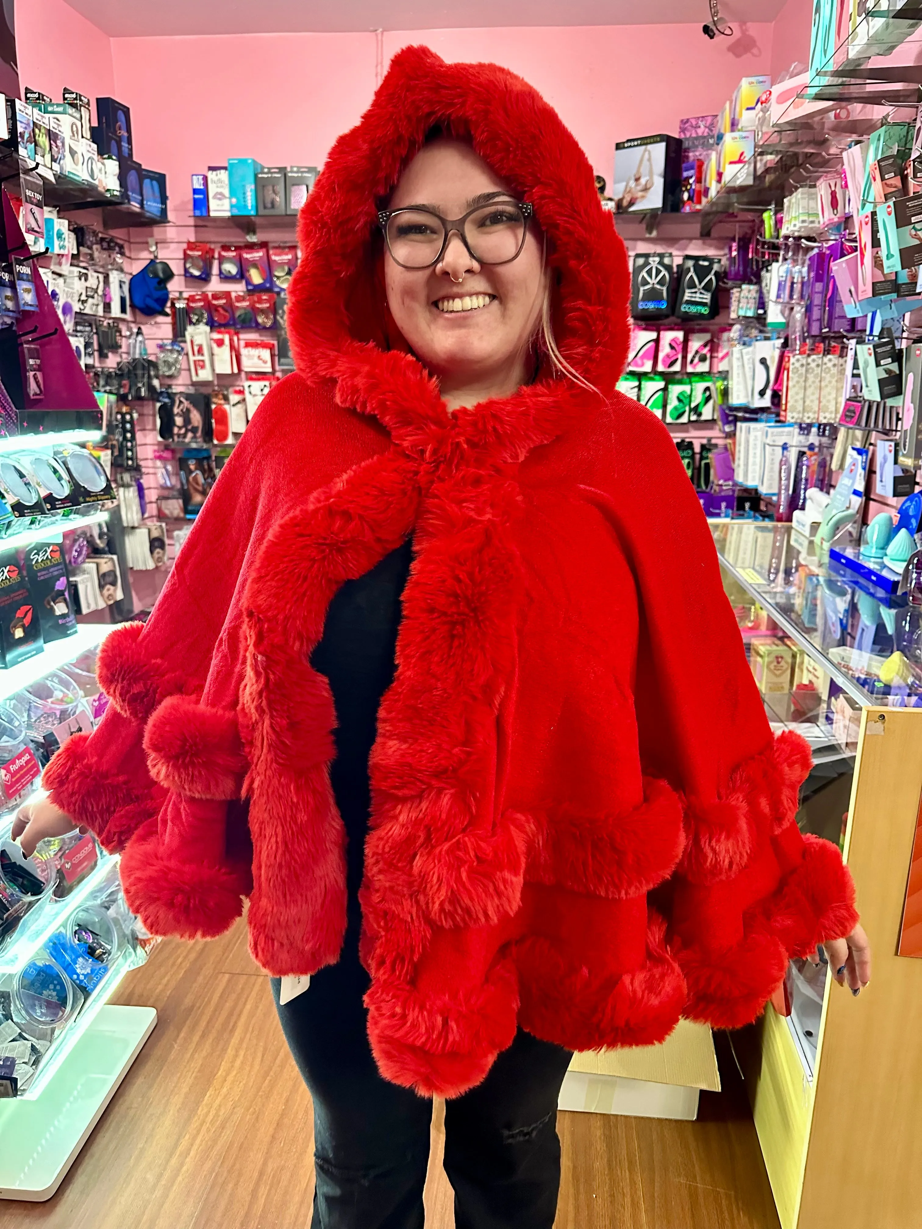 Double Layer Faux Fur Cape