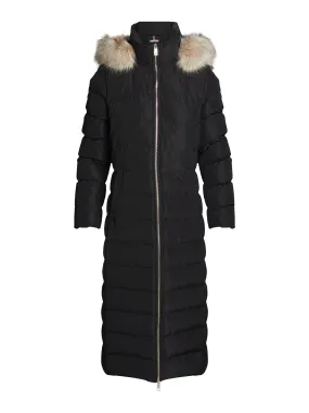 Down Fur-Trim Hooded Maxi Coat