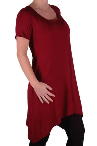 Draped Scoop Neck Short Sleeve Tops
