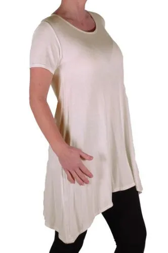 Draped Scoop Neck Short Sleeve Tops
