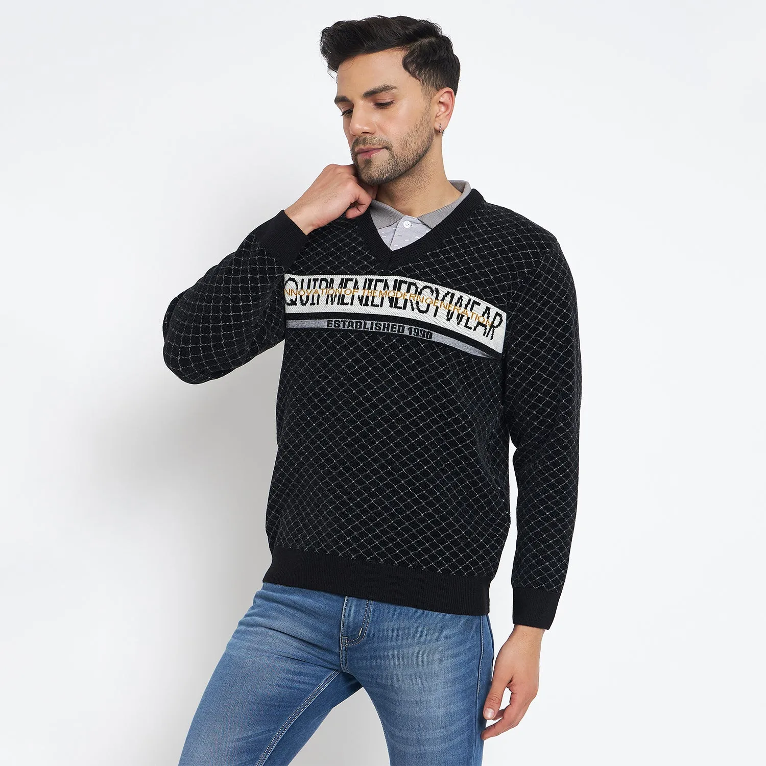 Duke Stardust Men Full Sleeve V Neck Pullover (SDS2139)