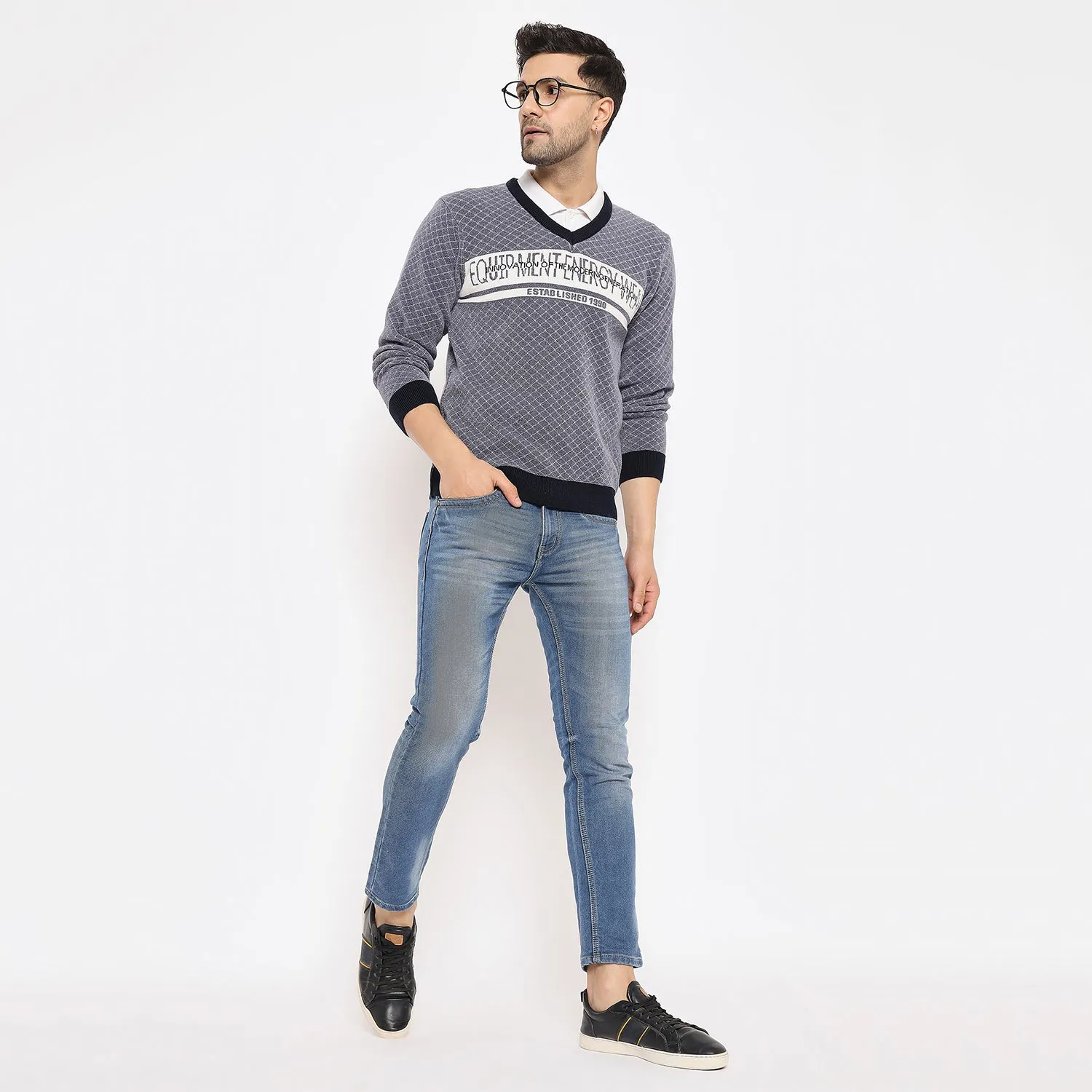 Duke Stardust Men Full Sleeve V Neck Pullover (SDS2139)