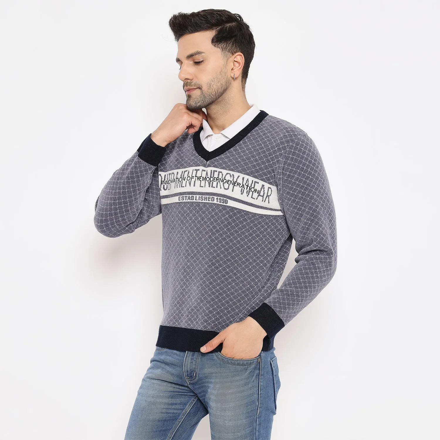 Duke Stardust Men Full Sleeve V Neck Pullover (SDS2139)