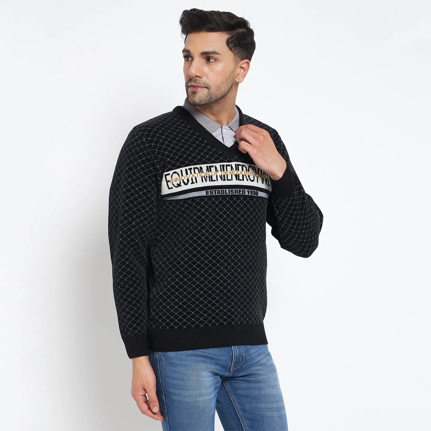 Duke Stardust Men Full Sleeve V Neck Pullover (SDS2139)