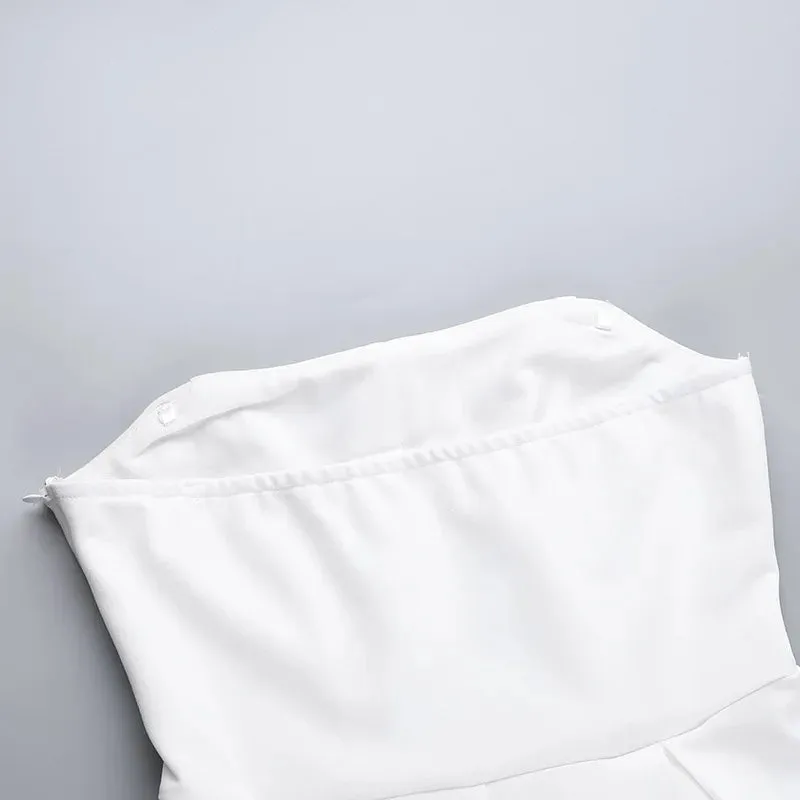 Elegant Strapless Corset A Line Solid Mini Dress