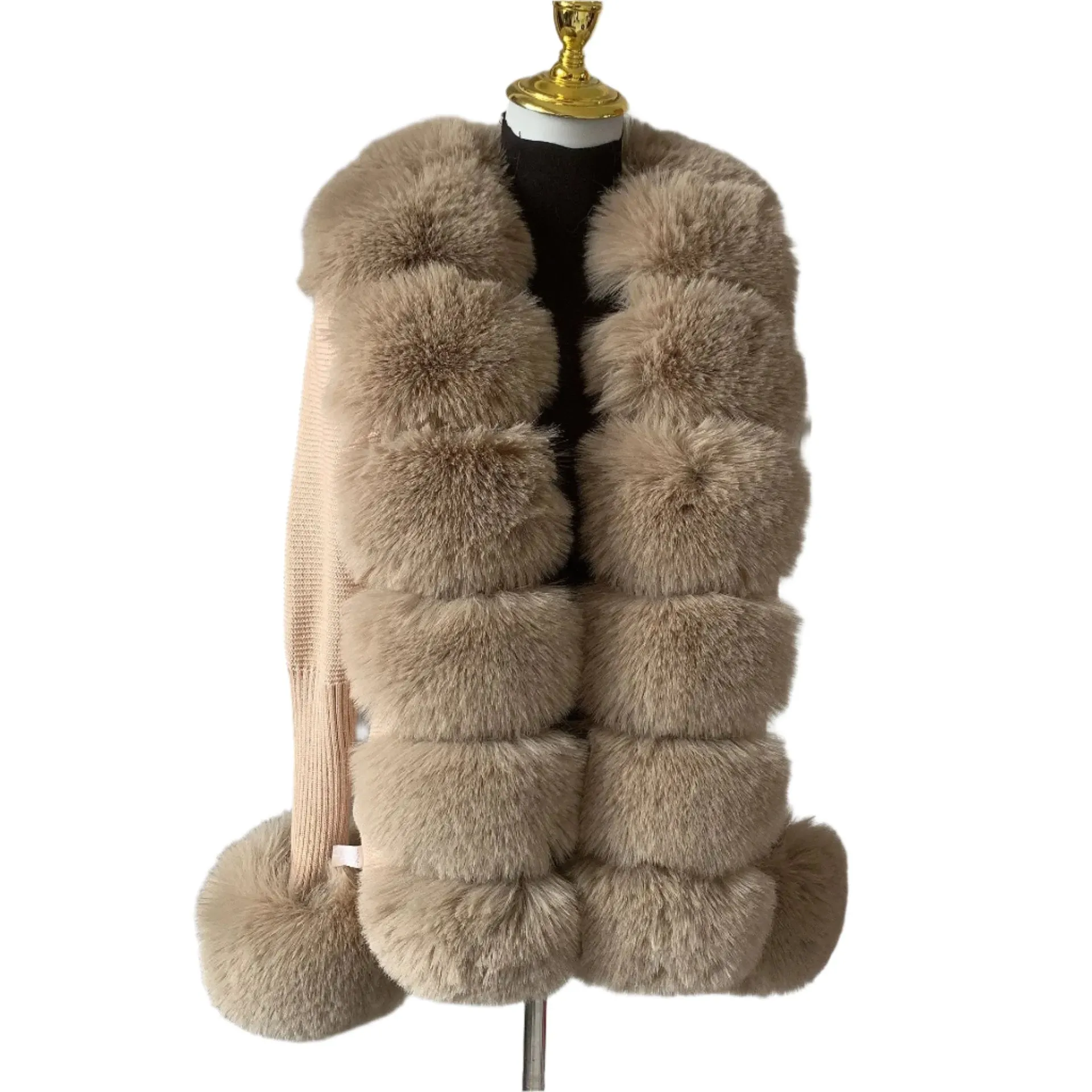 Elegant Women's Faux Fox Fur Collar Cardigan – Knitted Sweater Coat, Spring/Autumn Fashion