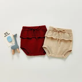 Embroidered Knitted Sweater-Shorts  - Rust