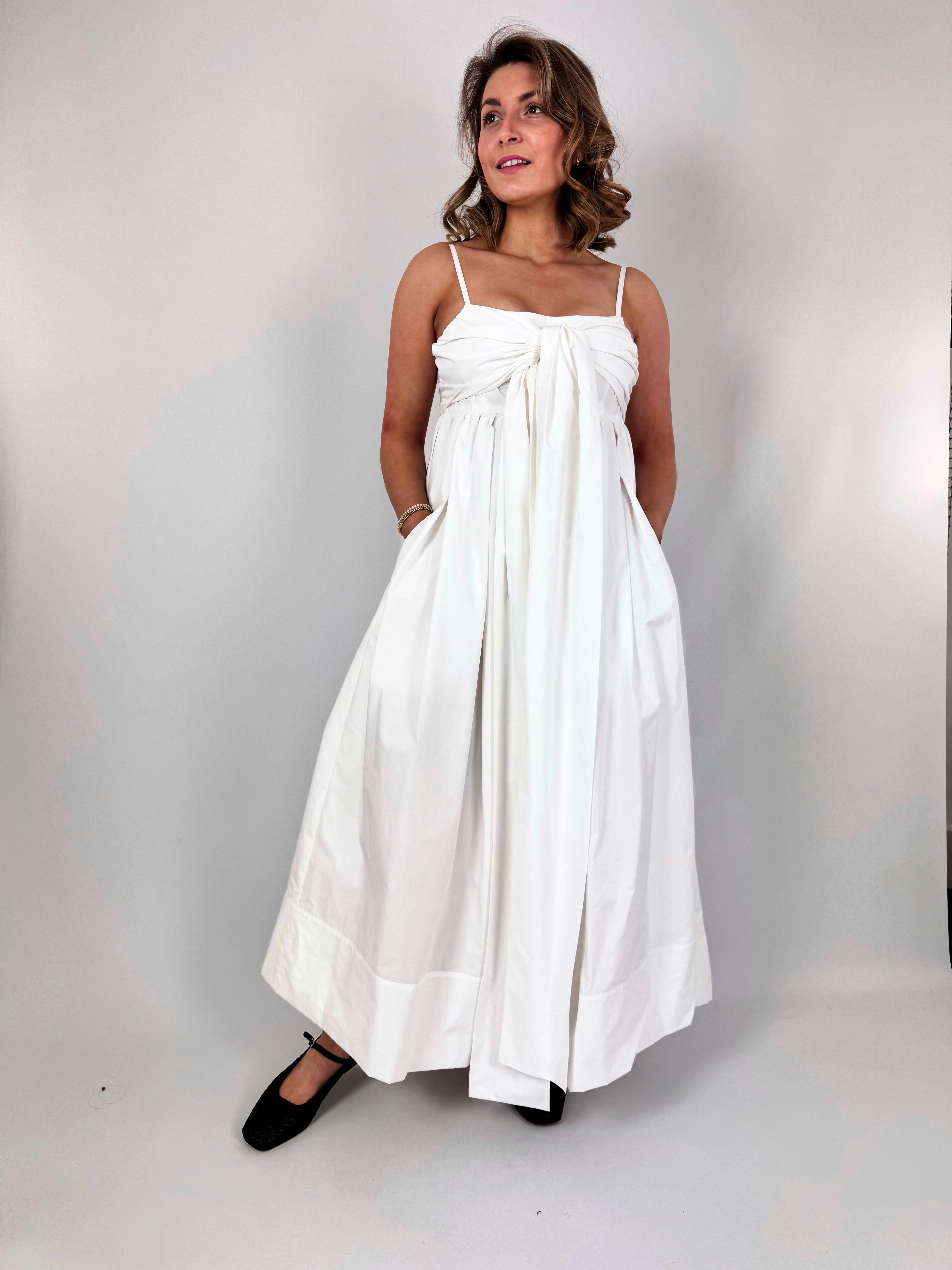 Emin & Paul Tie Front Dress White