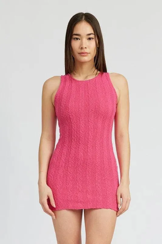 Emory Park Round Neck Fitted Mini Dress