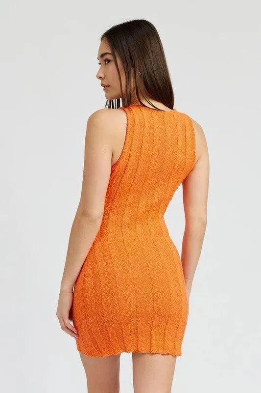 Emory Park Round Neck Fitted Mini Dress