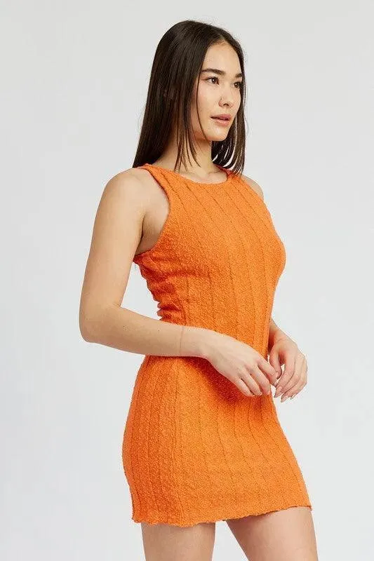 Emory Park Round Neck Fitted Mini Dress