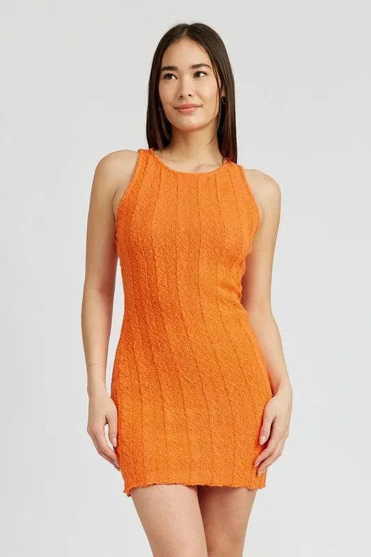 Emory Park Round Neck Fitted Mini Dress