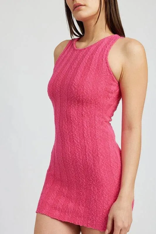 Emory Park Round Neck Fitted Mini Dress