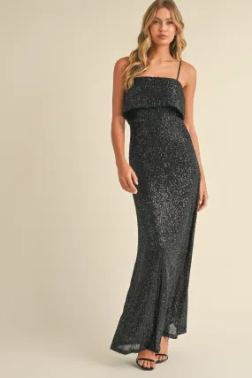 Everlee Black Sequin Tube Maxi Dress