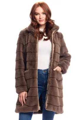 Faux Fur Getaway Coat - Mocha