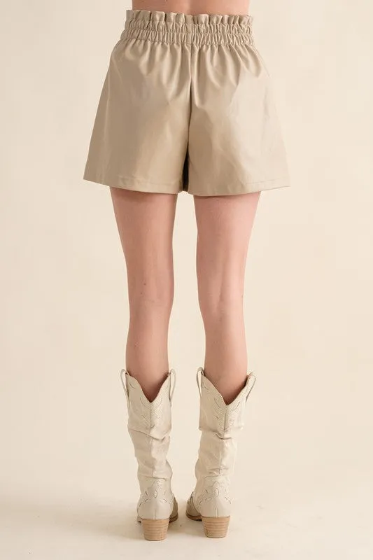 Faux Leather Rhinestone Shorts