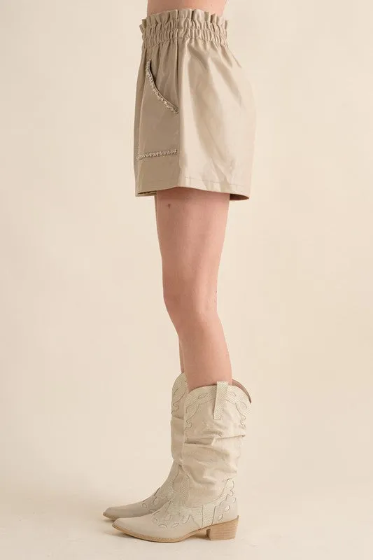 Faux Leather Rhinestone Shorts