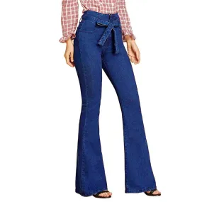 Flare Corduroy High Waist Loose Blue Pants