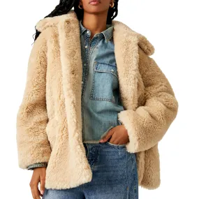 Free People Pretty Perfect Fur Peacoat in Tea