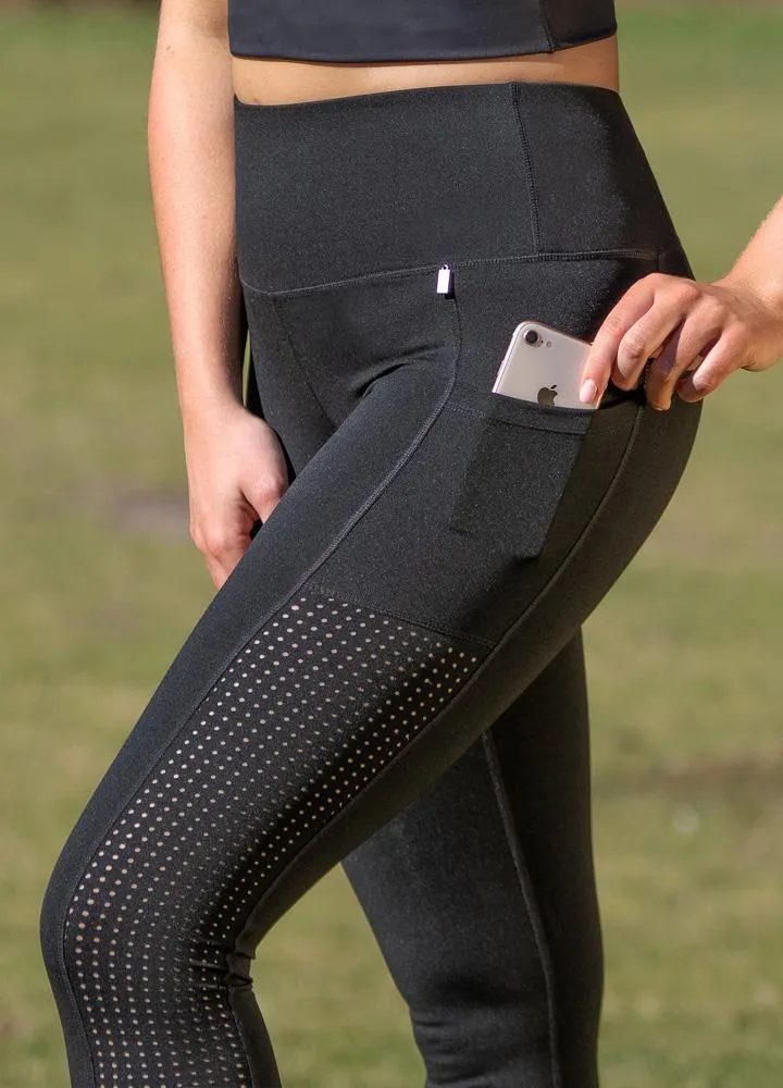 Full Length Laser Cut Tights with Phone Pocket