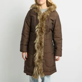 Fur Trim Padded Coat - UK 14