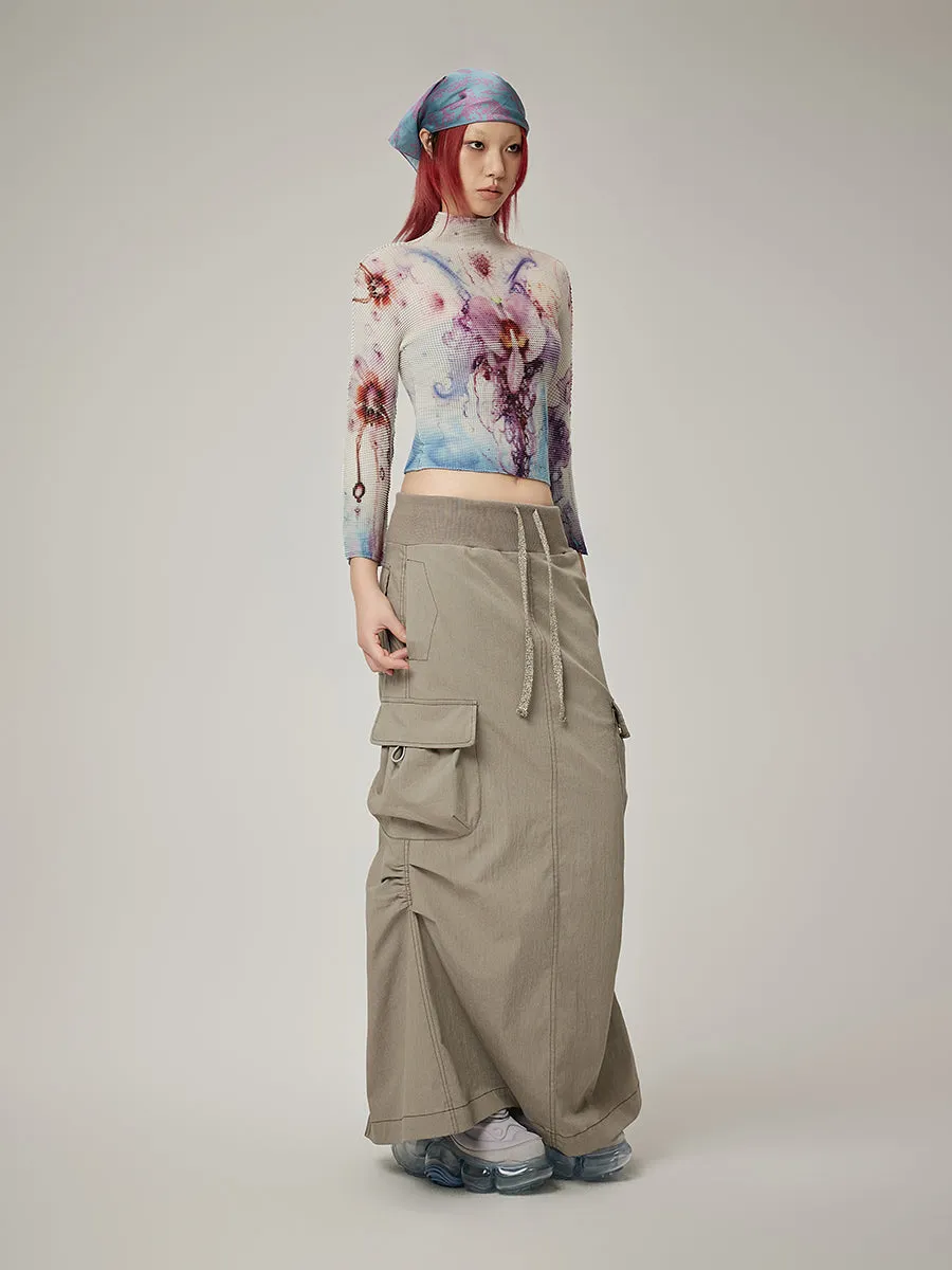 Gather Casual Side-Pocket Long-Skirt