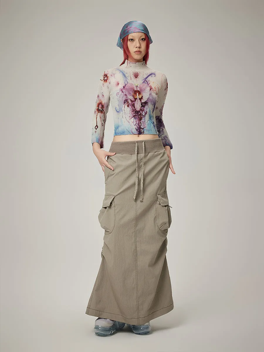 Gather Casual Side-Pocket Long-Skirt