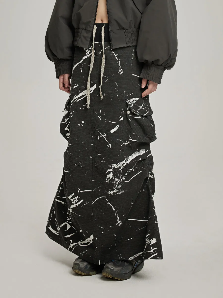 Gather Casual Side-Pocket Long-Skirt