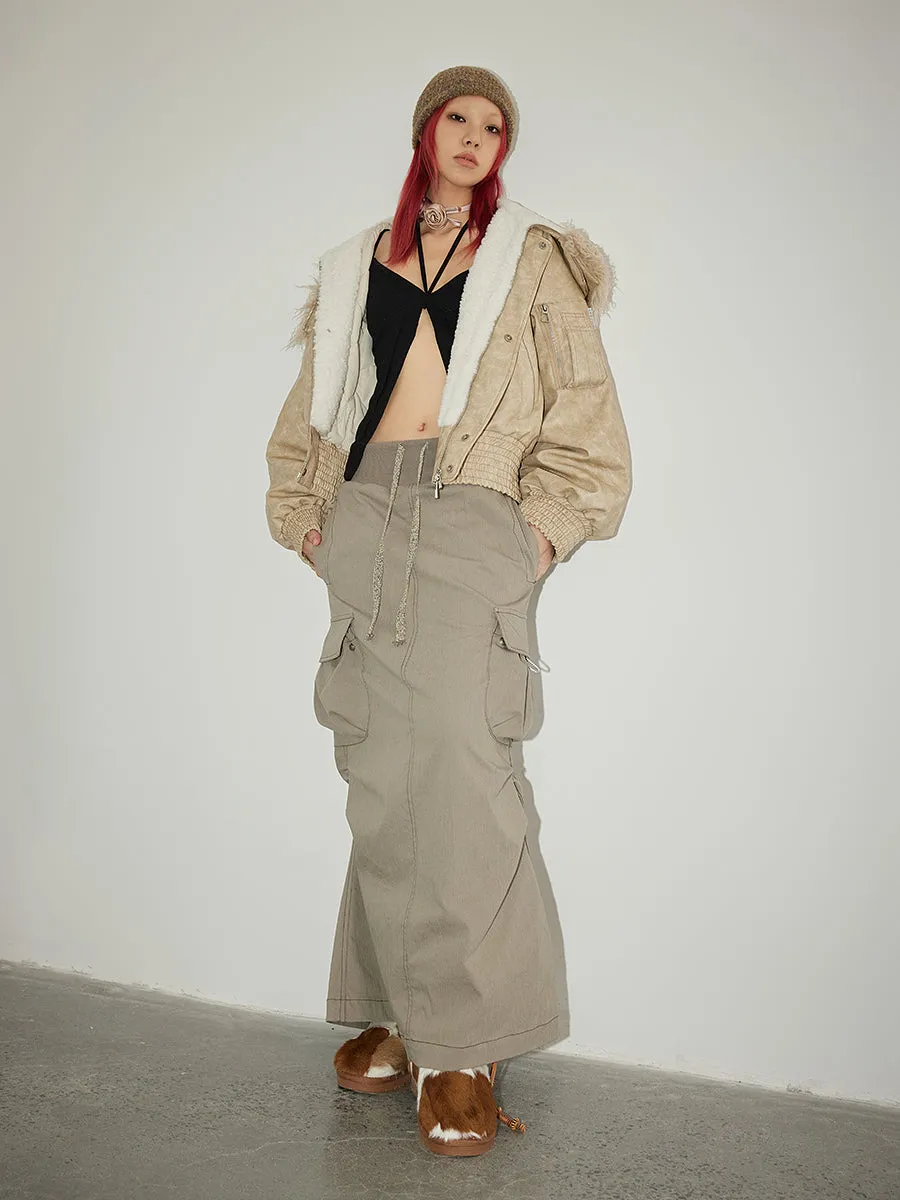 Gather Casual Side-Pocket Long-Skirt