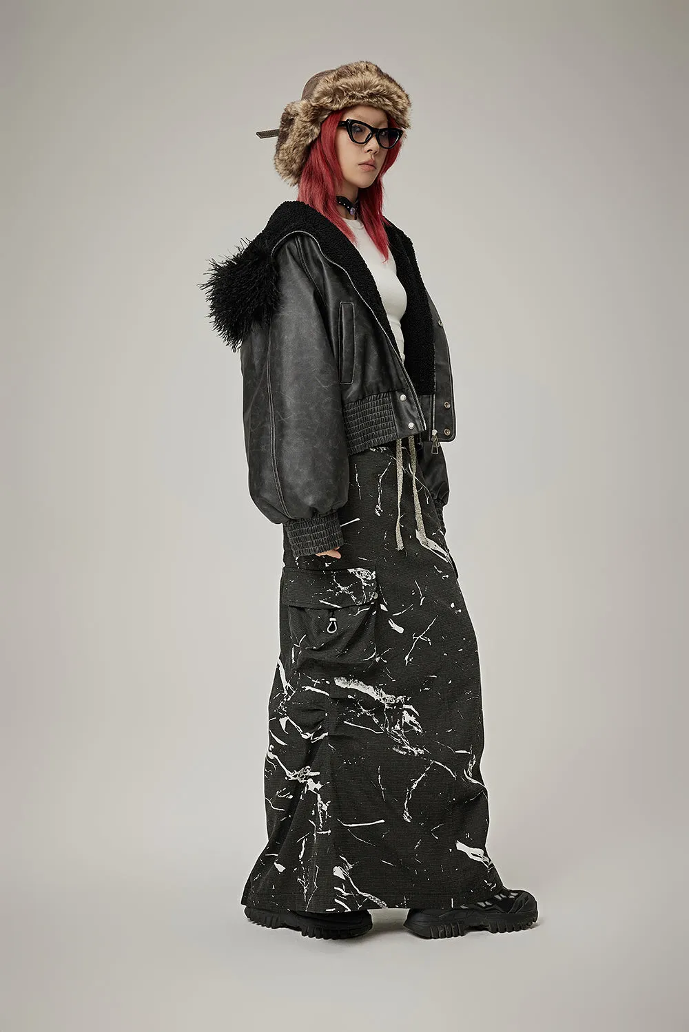 Gather Casual Side-Pocket Long-Skirt